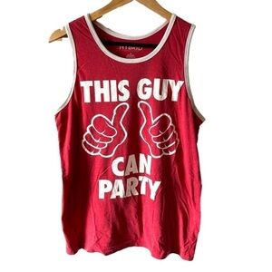 Men's This Guy Can Party - Thumbs Red Tank Top size Small